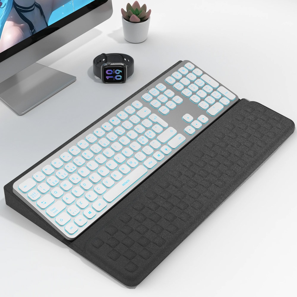 Ergonomisk håndleddstøtte med tastaturstativ - med minneskum og gel