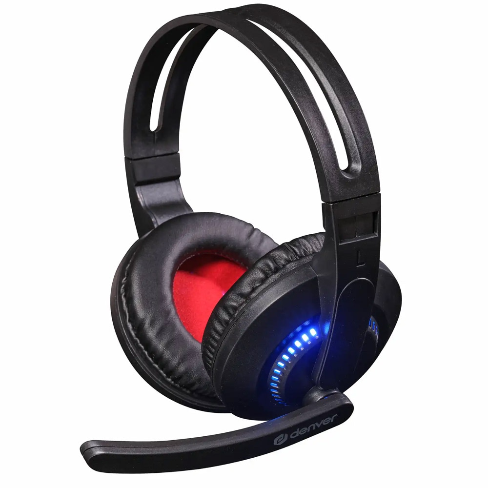 Denver GHS-101 Kablet spillhodesett med USB, 3,5 mm-kontakt og LED-lys