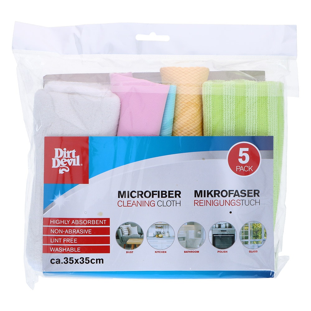 Mikrofiberkluter 35 x 35 cm i 5-pakning - vaskbare og lofri design