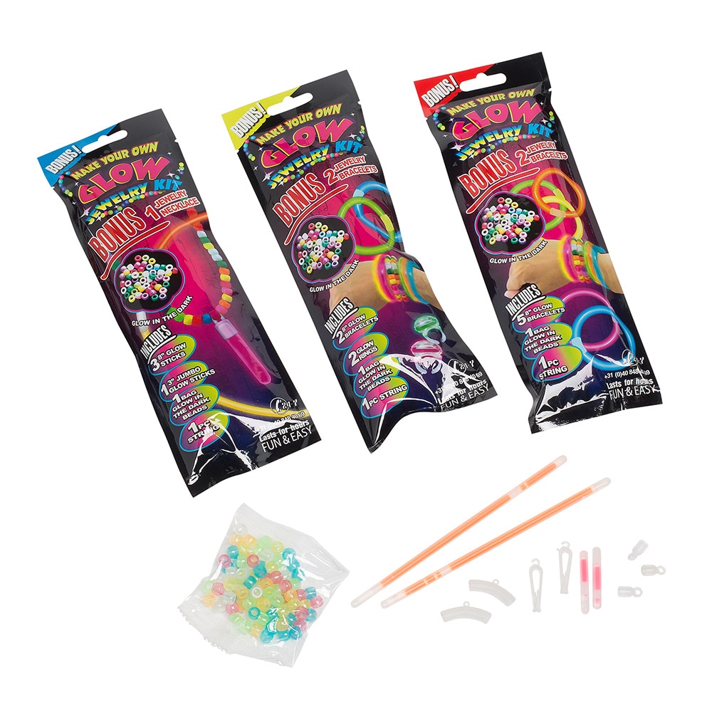 Glow in the Dark-smykkesett - armbånd, halskjeder og ringer som lyser i mørket