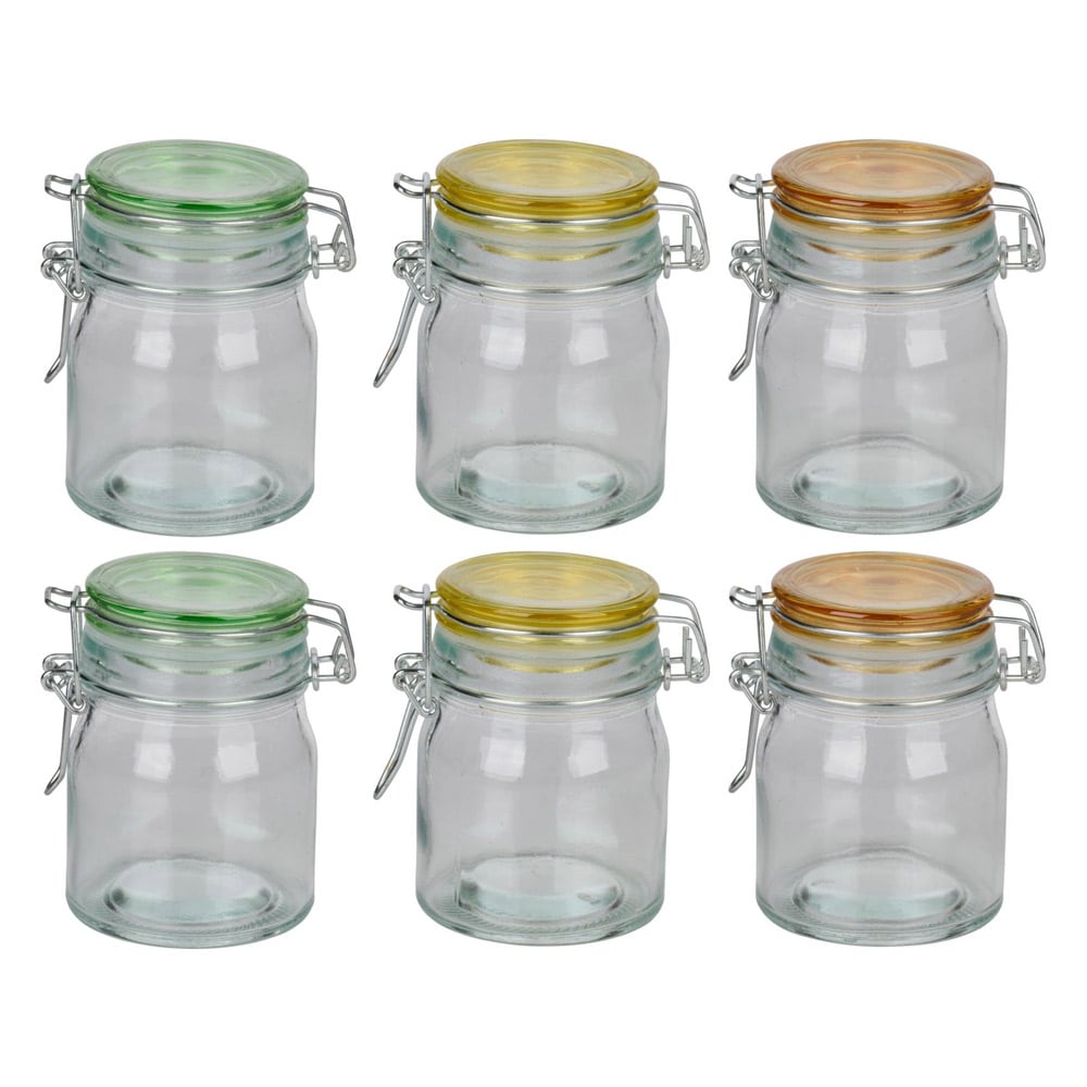 Glasskrukke med farget lokk - 145 ml