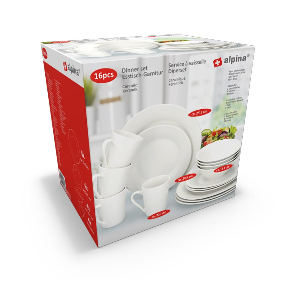 Keramisk spisesett i 16 deler - for 4 personer