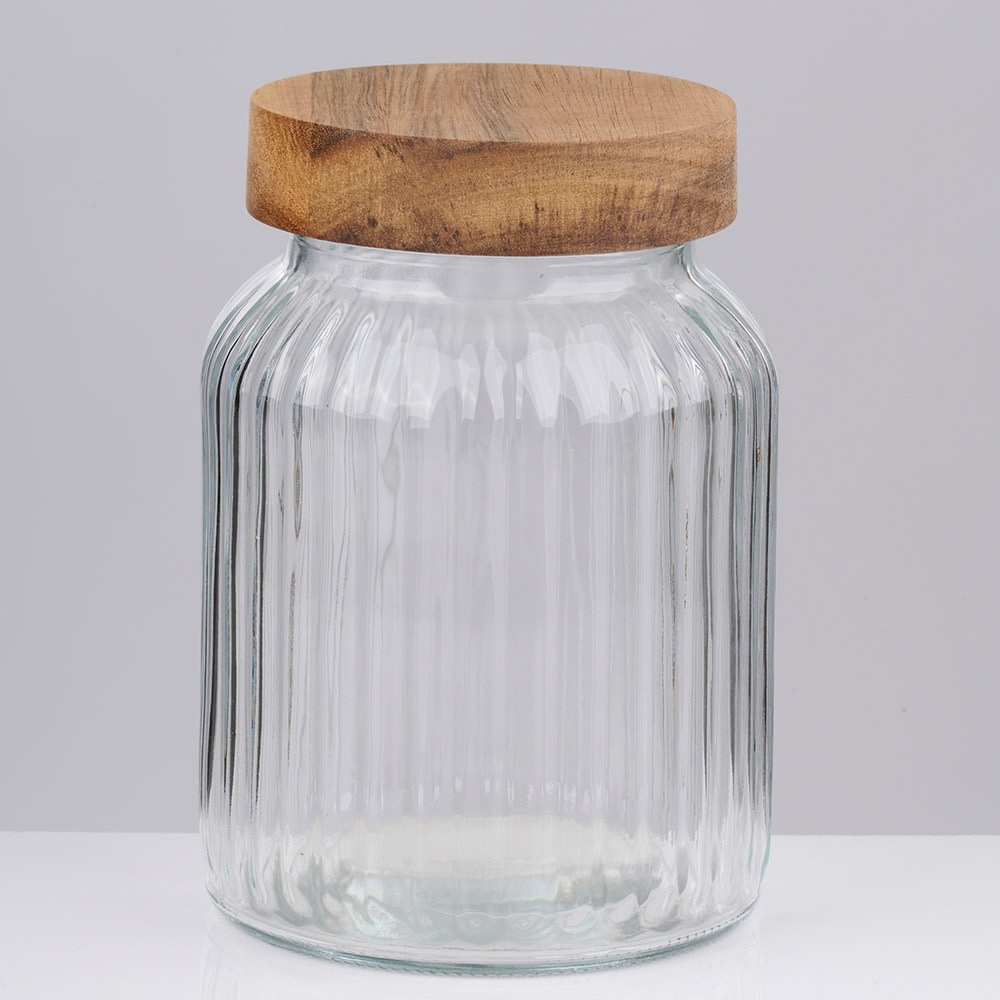 Glasskrukke med trelokk, ca. 1000 ml