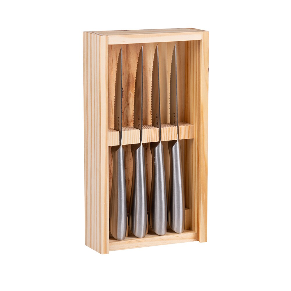Sett med biffkniver 4-pk - rustfritt stål inkl. treeske