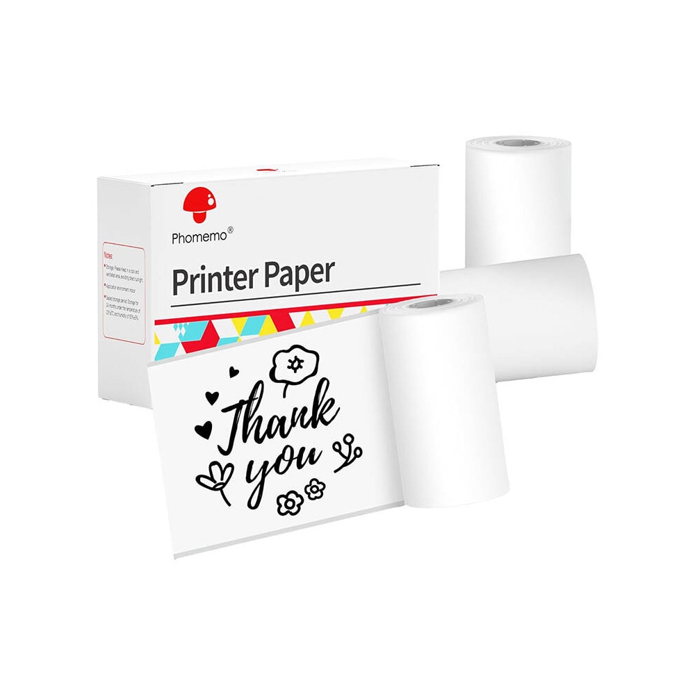 Termopapir 53 mm x 3,5 m - 3-pakning for Phomemo-skrivere