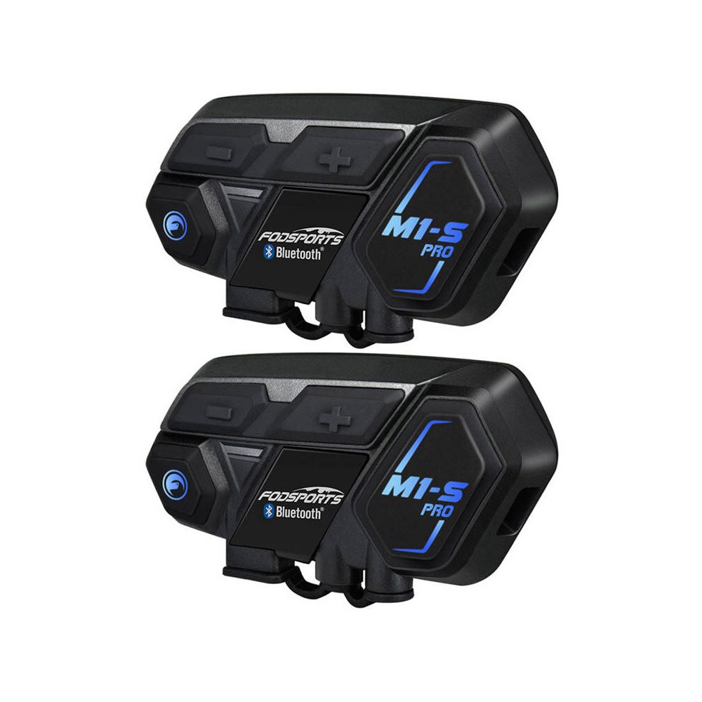 Intercom-hodesett for motorsykkel med 2000 meters rekkevidde og Bluetooth-støtte - 2-pakning
