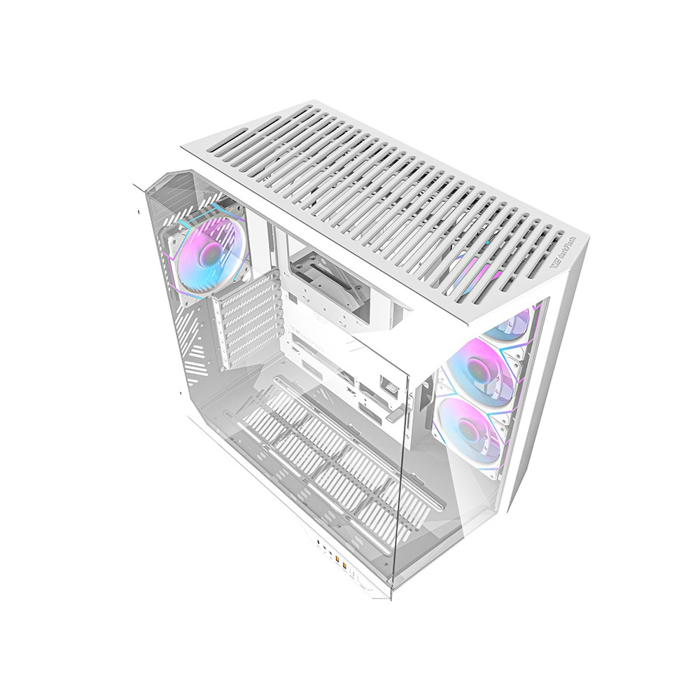 Darkflash DY470-datamaskinchassis med 4 ARGB-vifter - hvit