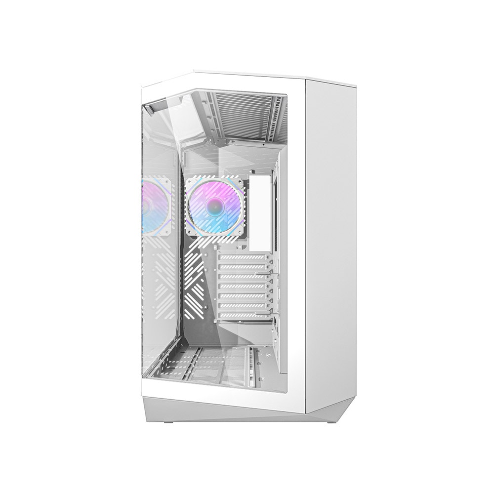 Darkflash DY470-datamaskinchassis med 4 ARGB-vifter - hvit