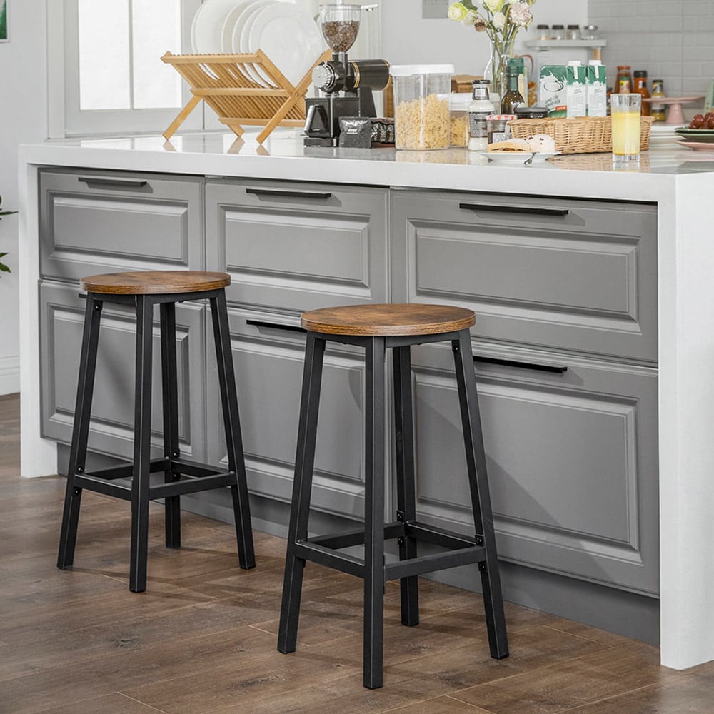 Barstoler 65 cm - Rustikk brun og Svart