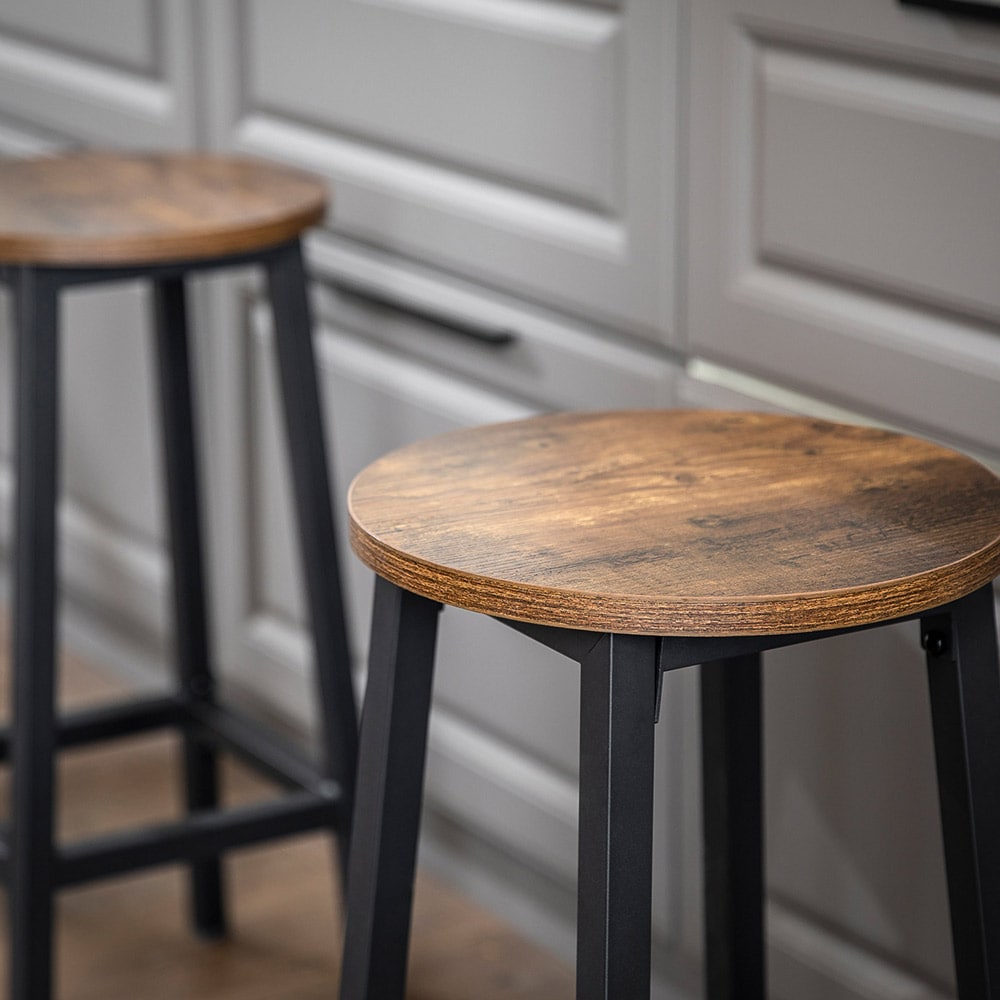 Barstoler 65 cm - Rustikk brun og Svart
