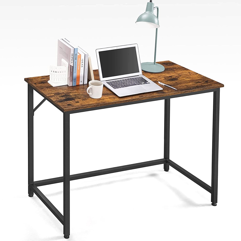Skrivebord med metallramme - 100 x 50 x 76 cm - rustikk brun/svart