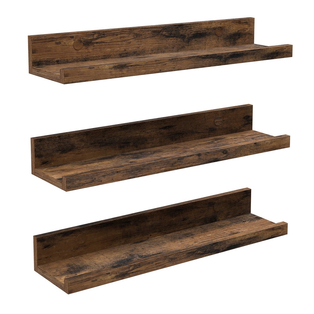 Vegghyller i tre - 3-pakning 38 cm - rustikk brun