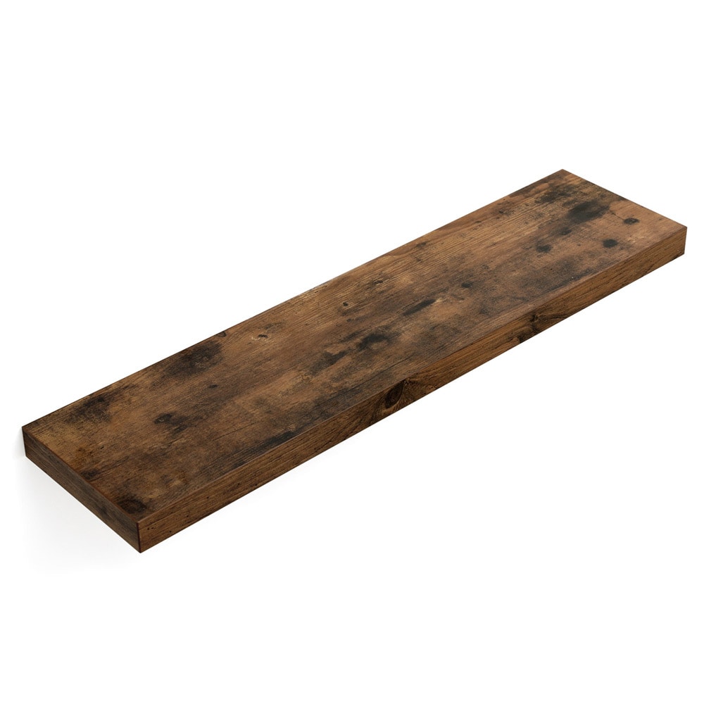 Vegghylle i tre med skjult oppheng - 80 x 20 x 3,8 cm - rustikk brun