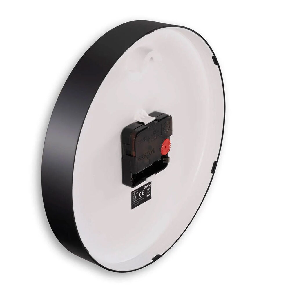 Lydløs veggklokke med 22 cm diameter og sveipende sekundviser - Svart