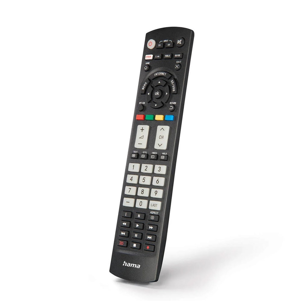 Universell fjernkontroll for Panasonic TV med selvlysende knapper og Stream-knapp