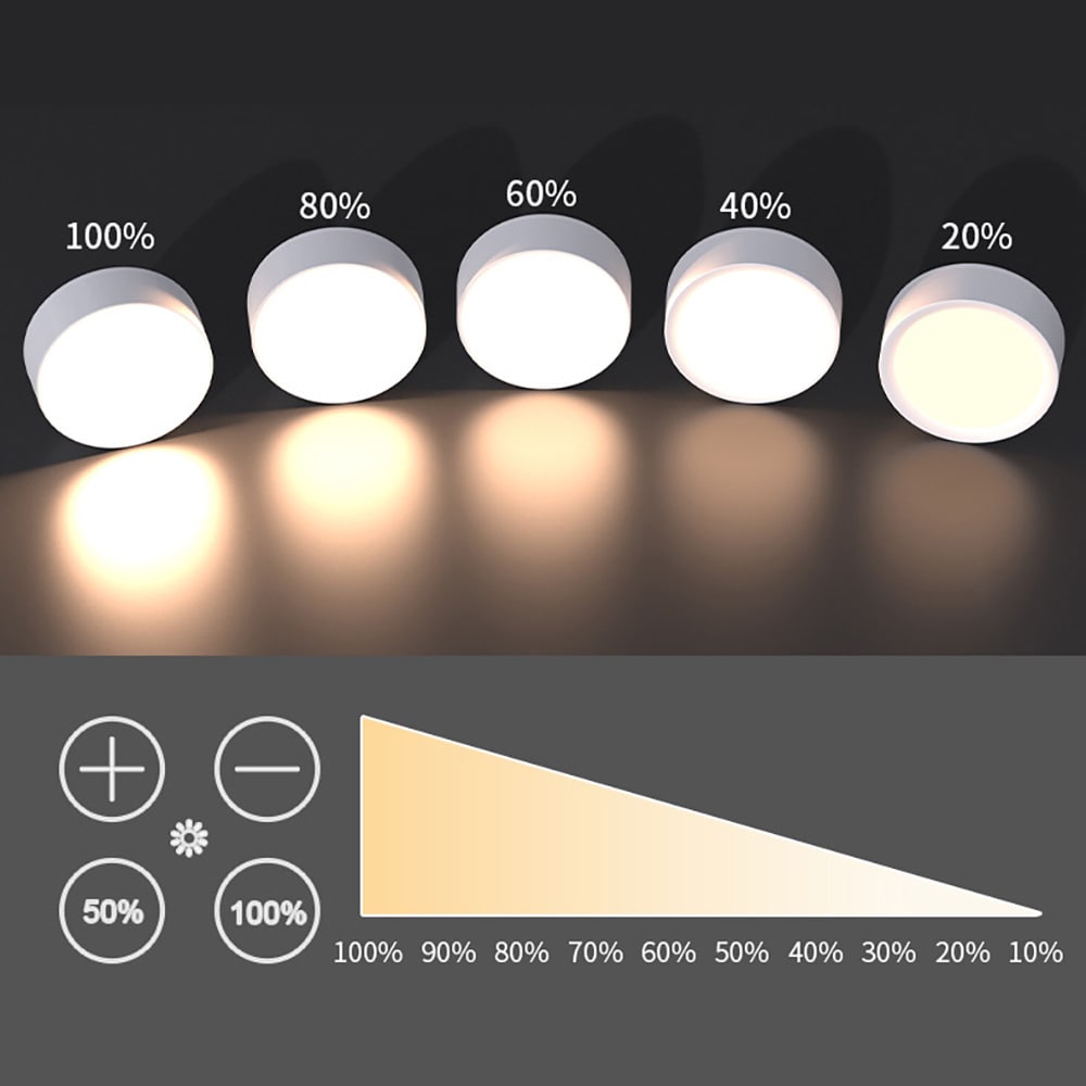 Trådløse LED-spotlights, 6-pakning / pucklamper med fjernkontroll / dimbar skapbelysning