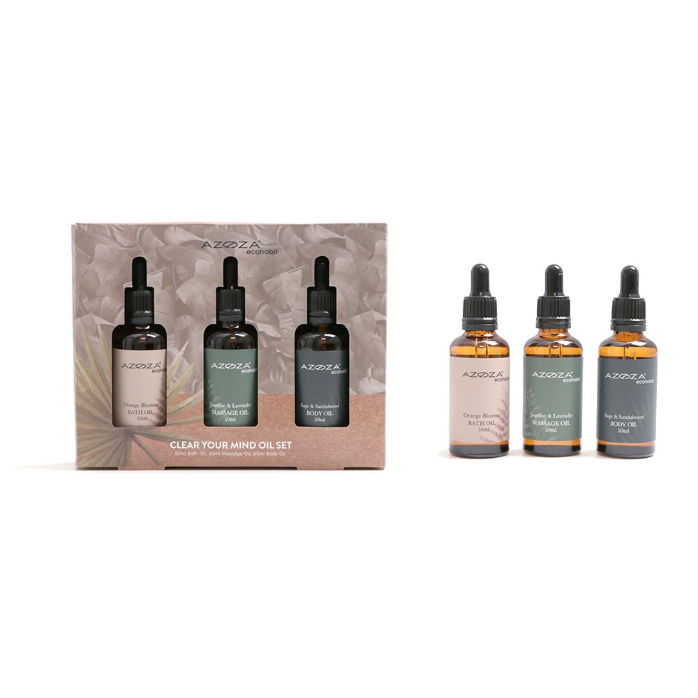 Azoza Eco grooming set - hygienesett med kroppsoljer, 3 x 50 ml