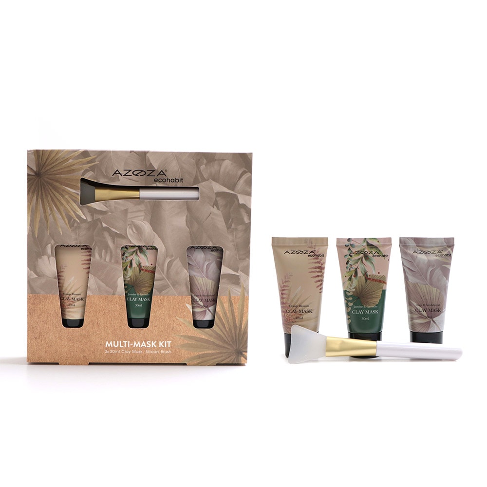 Azoza Eco ansiktsmaske-sett - 3 x 50 ml med påføringspensel