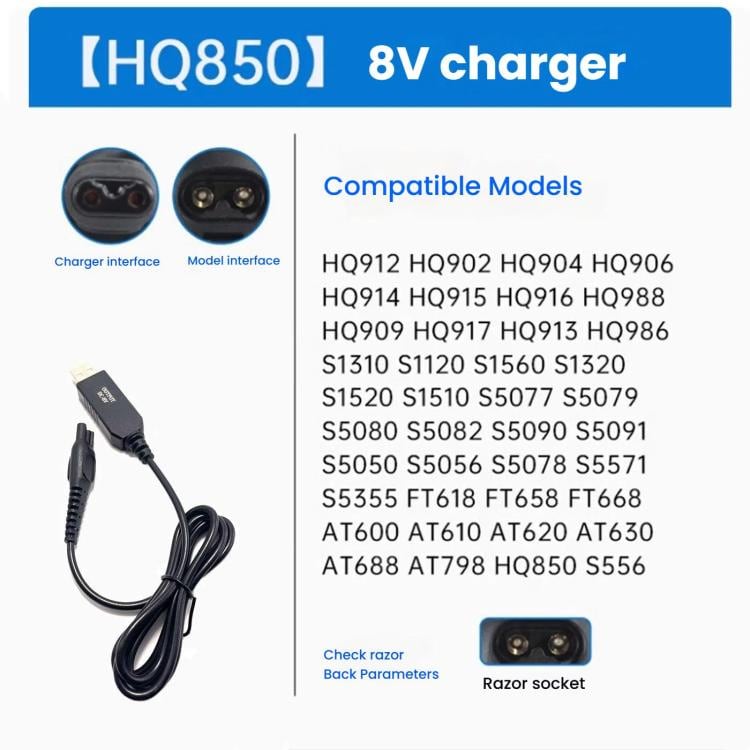 Ladekabel USB til Philips HQ850 barbermaskin