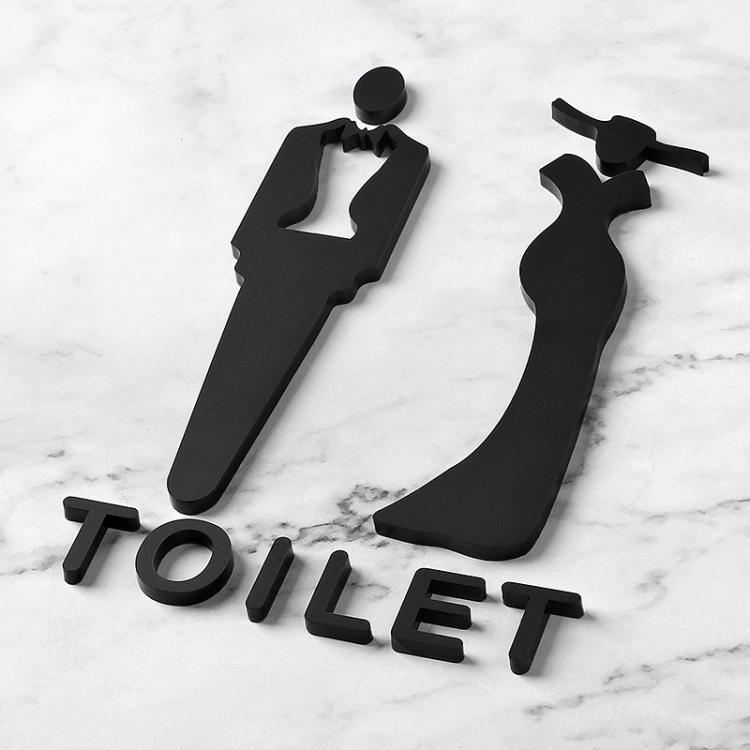 Selvklebende WC-skilt 32x20cm - Svart