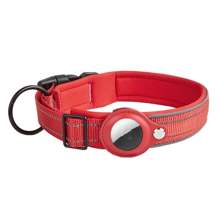 Hundehalsbånd med Apple AirTag-holder S - Rød