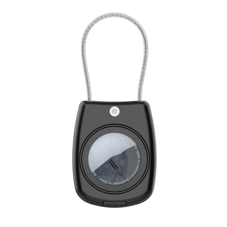 Vanntett holder for AirTag med kabel i rustfritt stål - svart