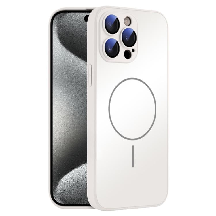 Bakdeksel i herdet glass med MagSafe for iPhone 15 Pro Max - Hvit