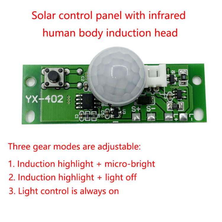 Kontrollkort med PIR-bevegelsessensor for solcellebelysning - 3,7 V