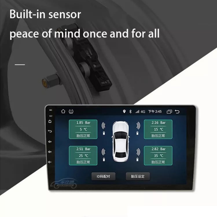 TPMS dekktrykksensor med ekstern sensor - for Android-medieenhet