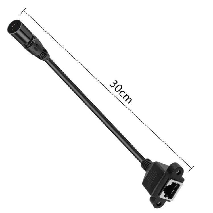 Lydkabel XLR 5-pins hann til RJ45 hunn – 30 cm, svart