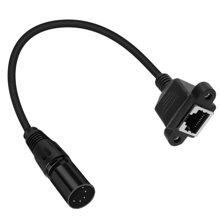Lydkabel XLR 5-pins hann til RJ45 hunn – 30 cm, svart