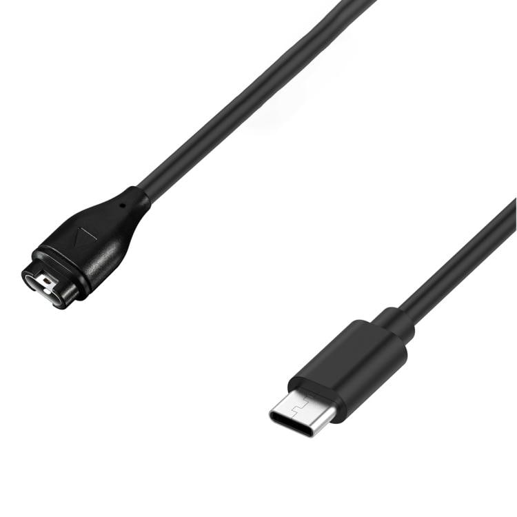 USB-lader for Garmin Fenix, Instinct, Forerunner m.fl - 1 m, svart