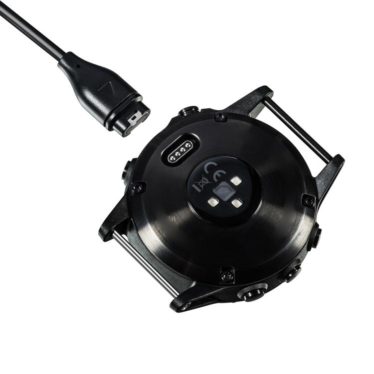 USB-lader for Garmin Fenix, Instinct, Forerunner m.fl - 1 m, svart