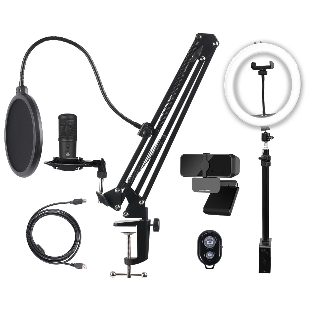 Deltaco Gaming Streaming Kit med mikrofon og webkamera