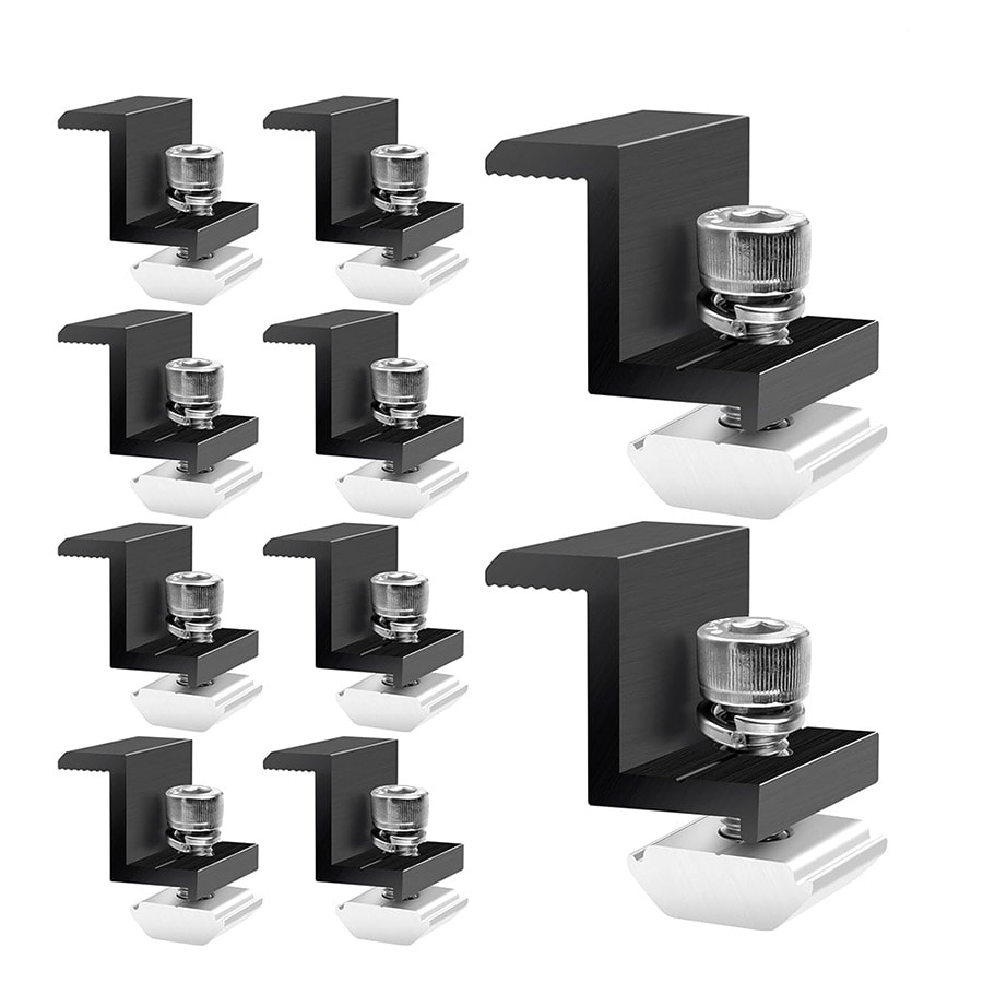 Endeklemme i aluminium - 30 mm brakett for solcellepaneler, 10-pk