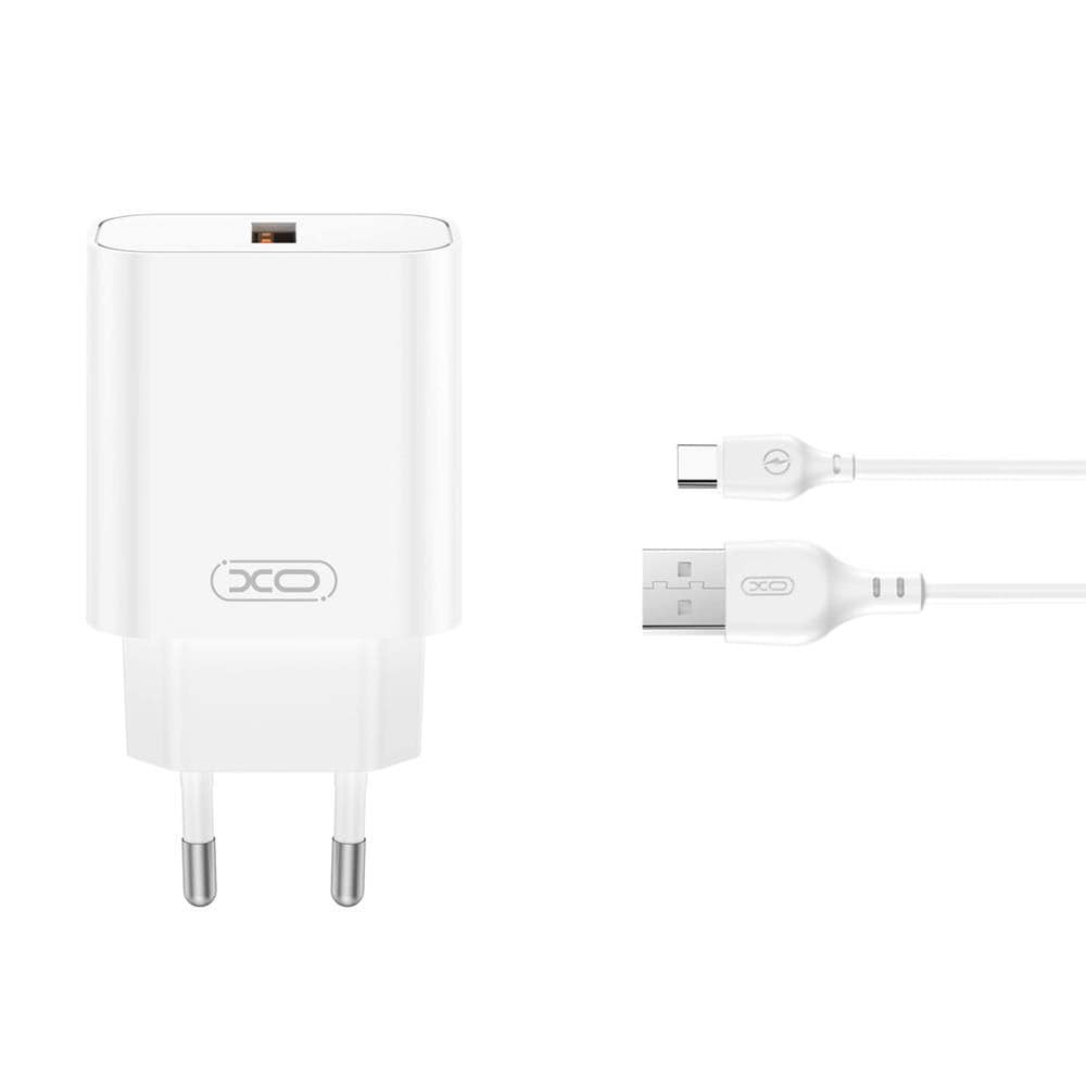XO USB-lader med USB QC 18W + USB til MicroUSB