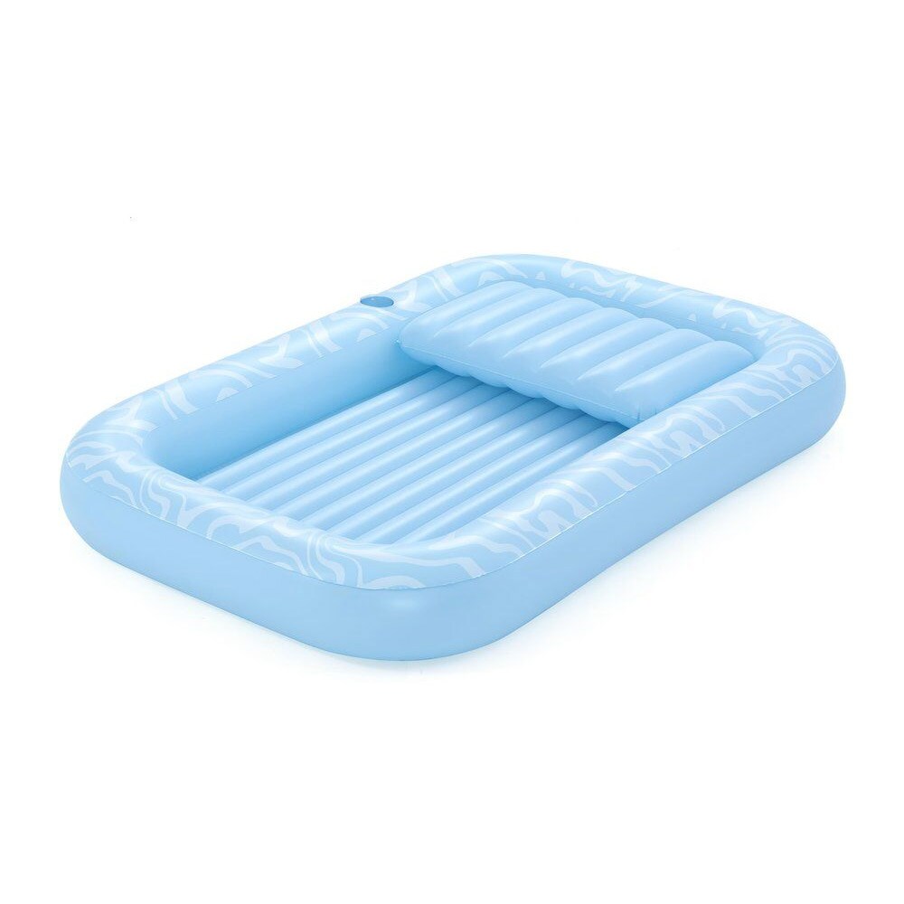 Luftmadrass 203 x 137 cm / oppblåsbar bademadrass med pute / bassengmadrass med drikkeholder