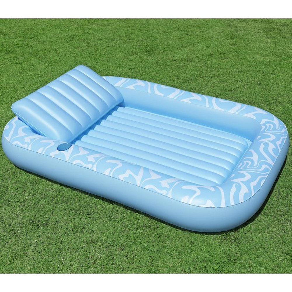 Luftmadrass 203 x 137 cm / oppblåsbar bademadrass med pute / bassengmadrass med drikkeholder