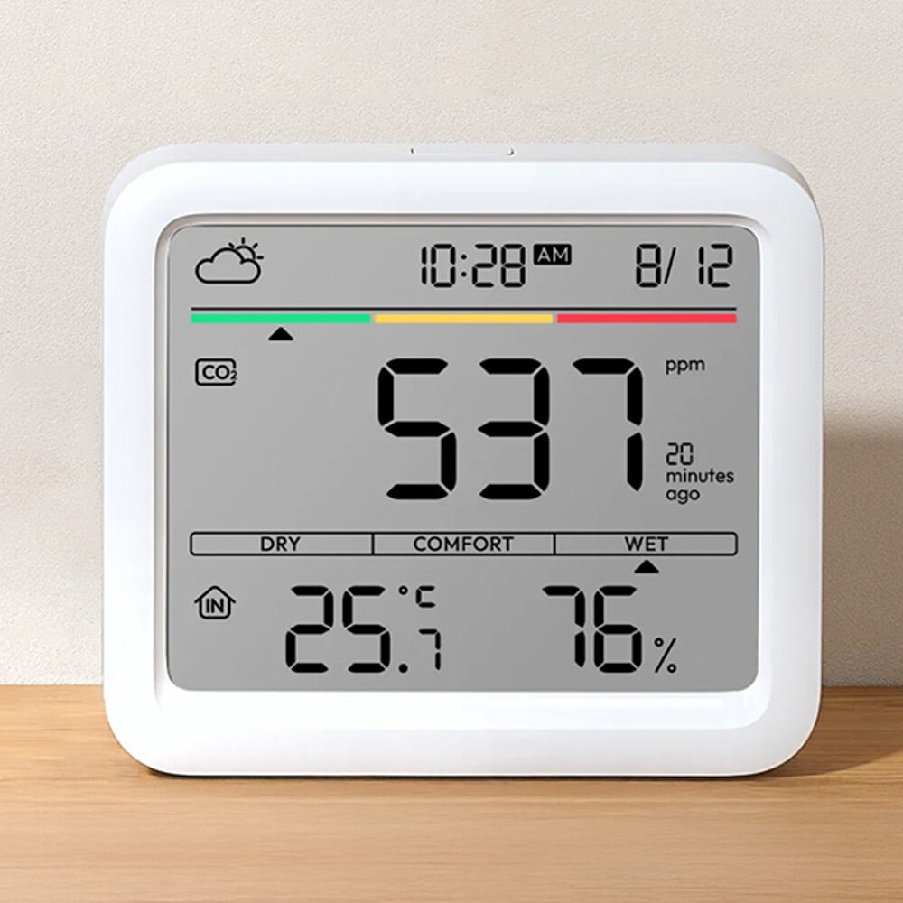 SwitchBot CO₂-måler med NDIR-sensor og App-varsler – Luftkvalitetsmåler med Temperatur og Fuktighet