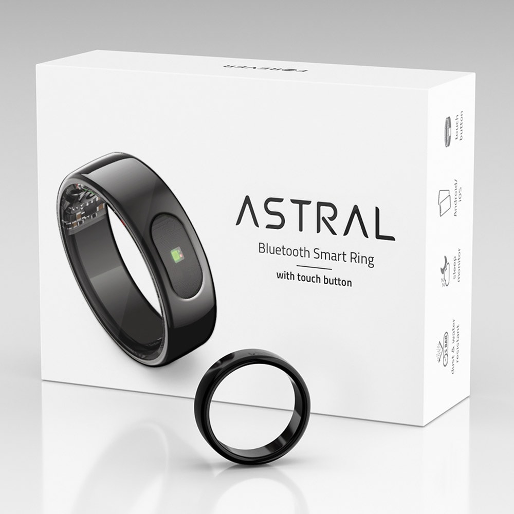 Forever Astral SR-100 Smartring – Helseovervåking og Bevegelseskontroll i Svart, Størrelse 7