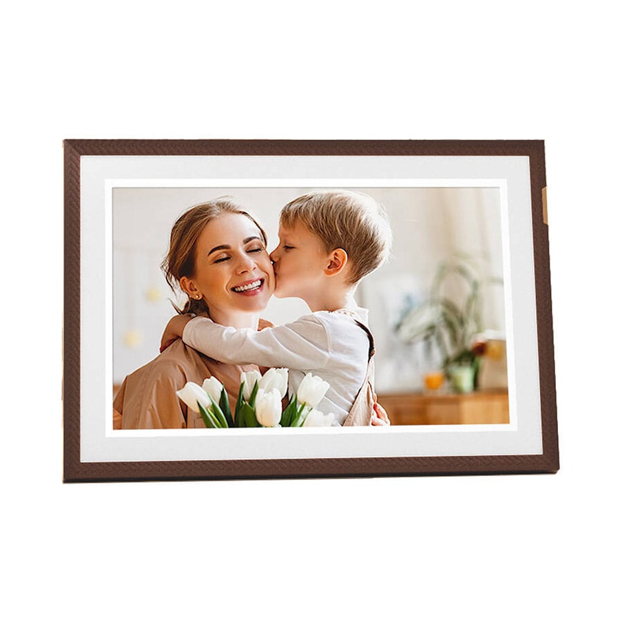 Arzopa D10 - 10,1" digital fotoramme med berøringsskjerm og 32 GB minne - Mørkebrun