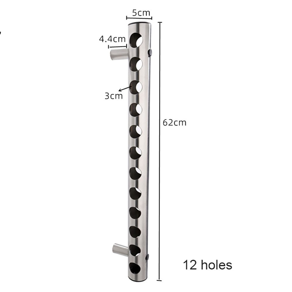Vinreol i rustfritt stål for 12 flasker, 62 cm
