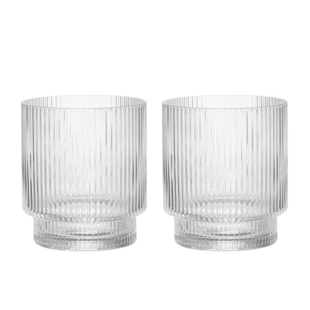 Drikkeglass med ribber i klart glass, 31 cl, 2-pk
