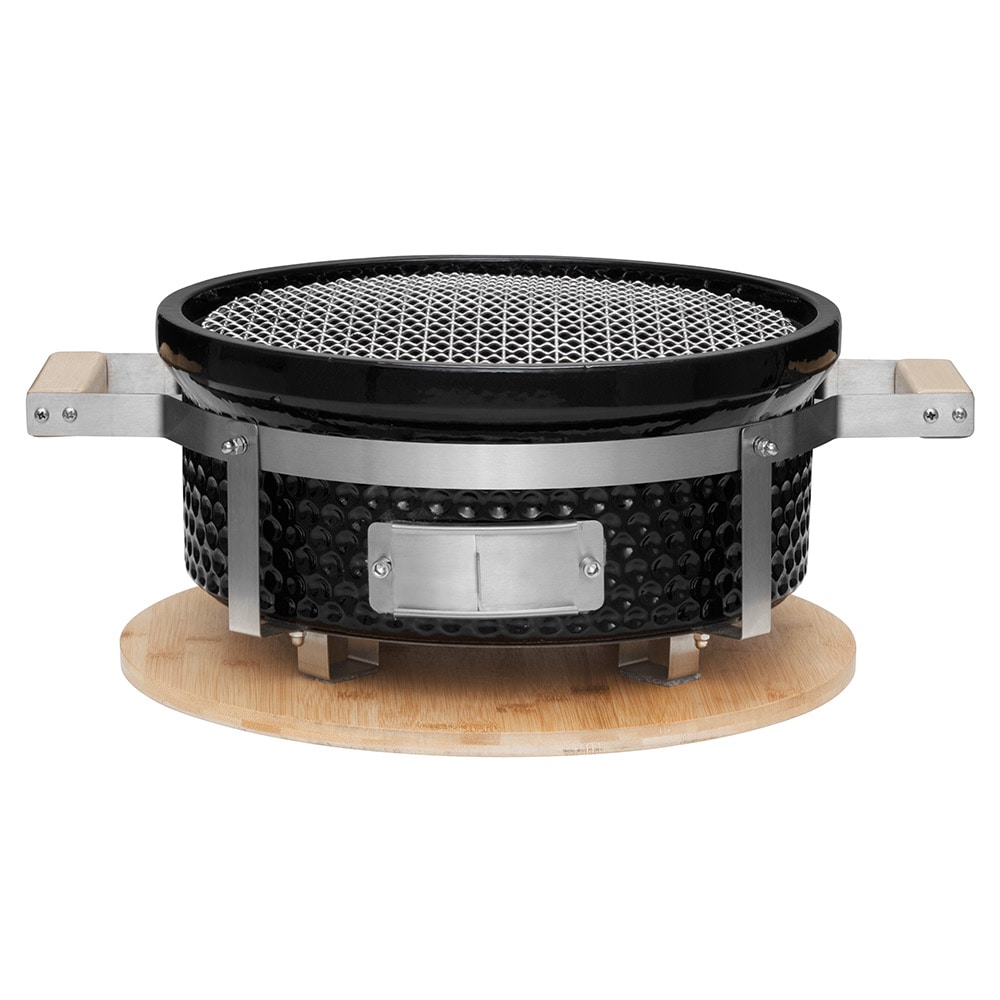 Keramisk Hibachi-kullgrill med bambusbunn og jalusta i stål, Ø 30 cm