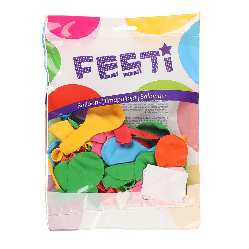 Flerfargede ballonger 22 cm - 100 stk