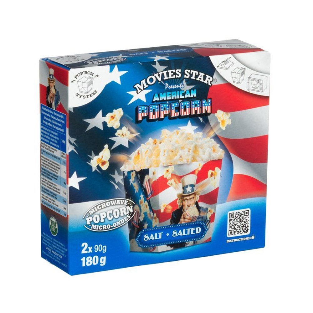 American Movies Star pop-up-boks med saltede micropopcorn 2x90 g