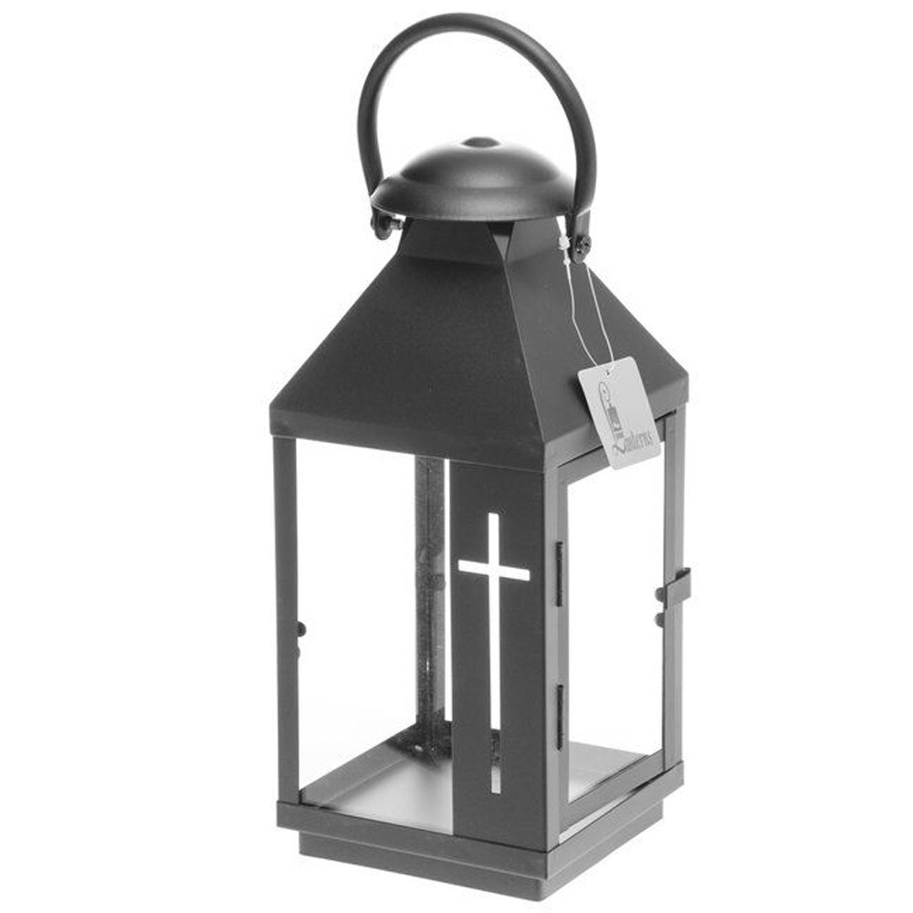 Gravlykt i metall med kors - 28 cm