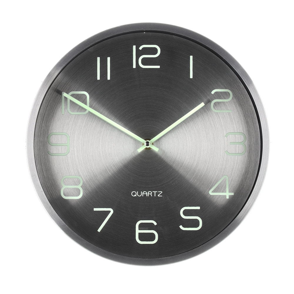 Glory 30 cm veggklokke med selvlysende tall og visere