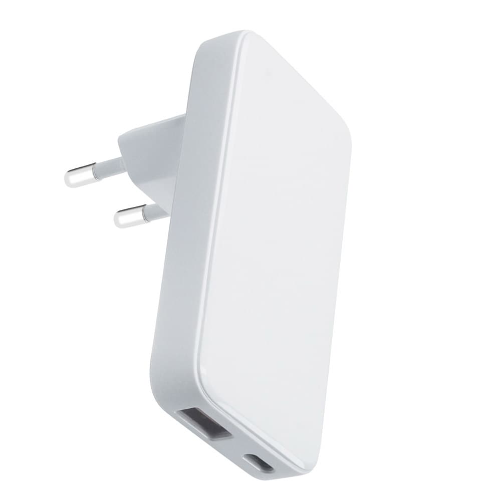 Qualo GaN Slim vegglader med USB og PD USB-C 45W - hvit