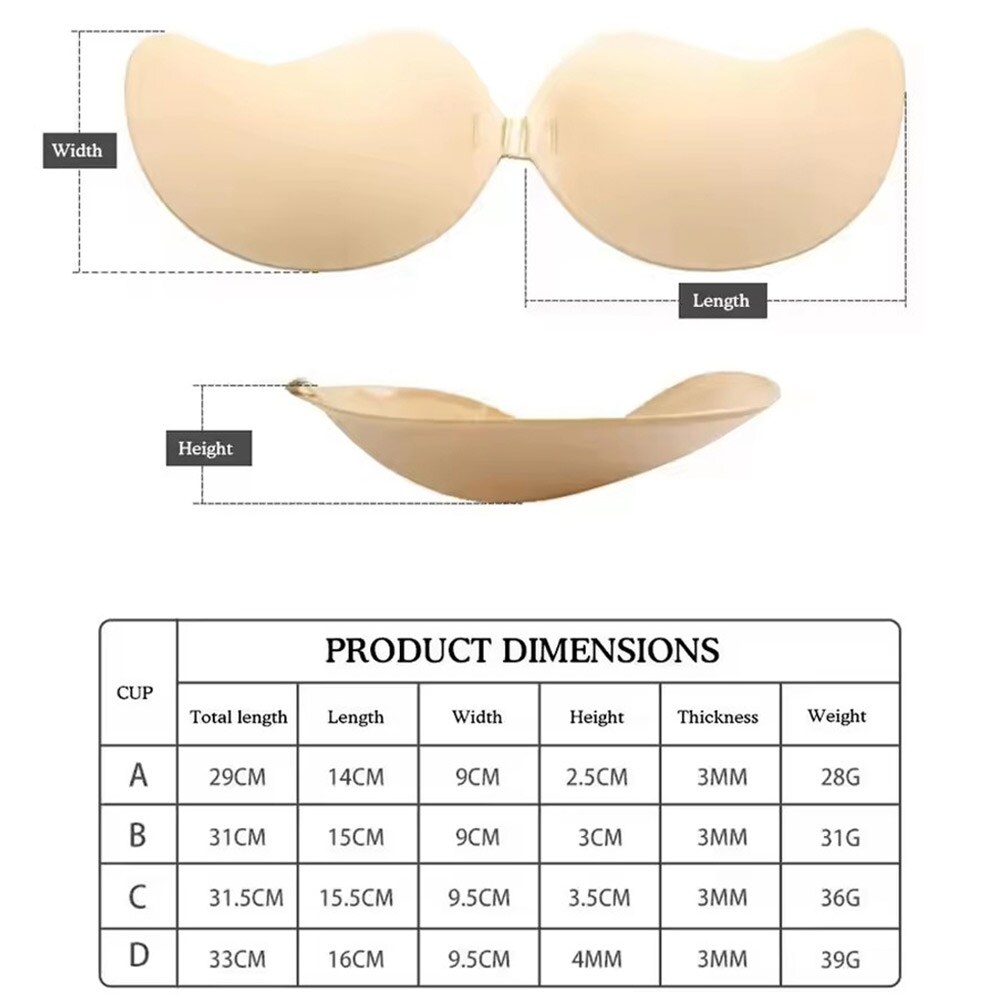 Selvklebende bh B – usynlig push-up uten stropper
